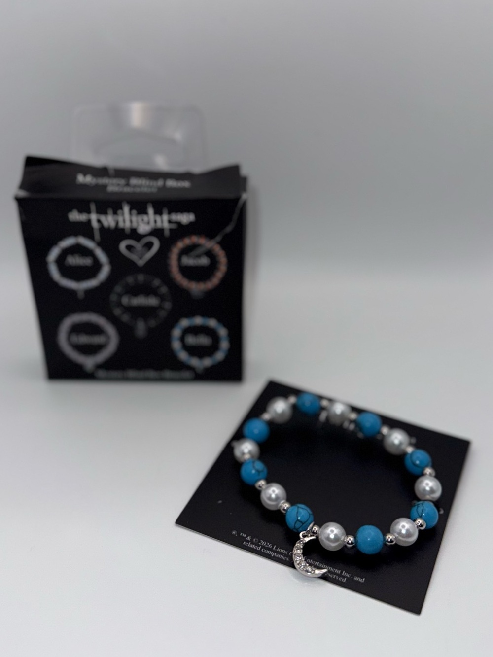 Hot Topic Blue and Silver Beaded Moon Charm Bracelet